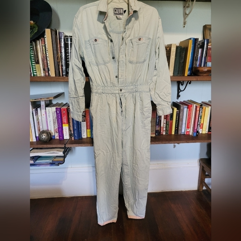 Vintage Calvin Klein acid washed Jean Jumper Coverall. Women's 11/12